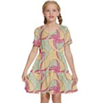 Abstract Pattern Design Scrapbooking Kids  Short Sleeve Tiered Mini Dress