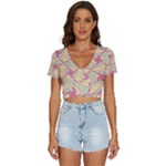 Abstract Pattern Design Scrapbooking V-Neck Crop Top