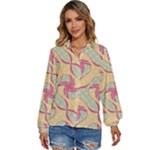 Abstract Pattern Design Scrapbooking Women s Long Sleeve Button Up Shirt