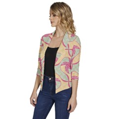 Women s Draped Front 3/4 Sleeve Shawl Collar Jacket 