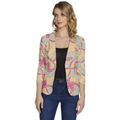 Women s One-Button 3/4 Sleeve Short Jacket 