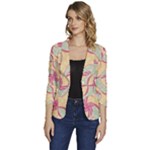 Abstract Pattern Design Scrapbooking Women s One-Button 3/4 Sleeve Short Jacket