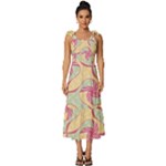 Abstract Pattern Design Scrapbooking Tie-Strap Tiered Midi Chiffon Dress