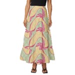 Abstract Pattern Design Scrapbooking Tiered Ruffle Maxi Skirt