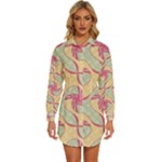 Abstract Pattern Design Scrapbooking Womens Long Sleeve Shirt Dress