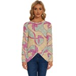 Abstract Pattern Design Scrapbooking Long Sleeve Crew Neck Pullover Top