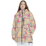 Abstract Pattern Design Scrapbooking Women s Multi Pockets Zip Ski and Snowboard Waterproof Breathable Jacket