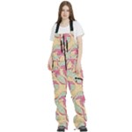 Abstract Pattern Design Scrapbooking Women s Front Zip Ski And Snowboard Bib Pants