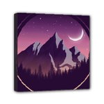 Mountain Night Crescent Moon Mini Canvas 6  x 6  (Stretched)