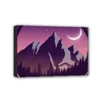 Mountain Night Crescent Moon Mini Canvas 6  x 4  (Stretched)