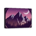 Mountain Night Crescent Moon Mini Canvas 7  x 5  (Stretched)