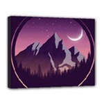 Mountain Night Crescent Moon Canvas 14  x 11  (Stretched)