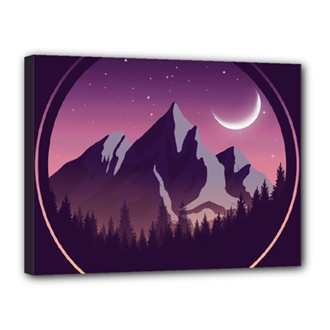 Mountain Night Crescent Moon Canvas 16  x 12  (Stretched) from ArtsNow.com