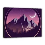 Mountain Night Crescent Moon Canvas 16  x 12  (Stretched)