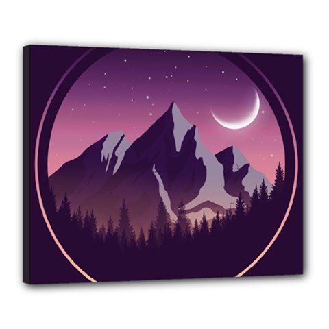 Mountain Night Crescent Moon Canvas 20  x 16  (Stretched) from ArtsNow.com