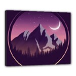 Mountain Night Crescent Moon Canvas 20  x 16  (Stretched)