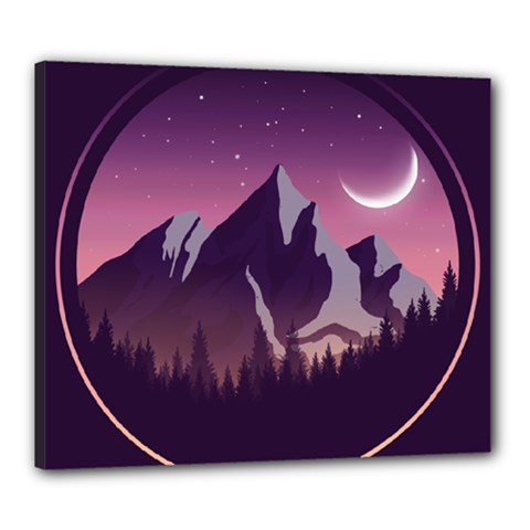 Mountain Night Crescent Moon Canvas 24  x 20  (Stretched) from ArtsNow.com