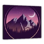 Mountain Night Crescent Moon Canvas 24  x 20  (Stretched)