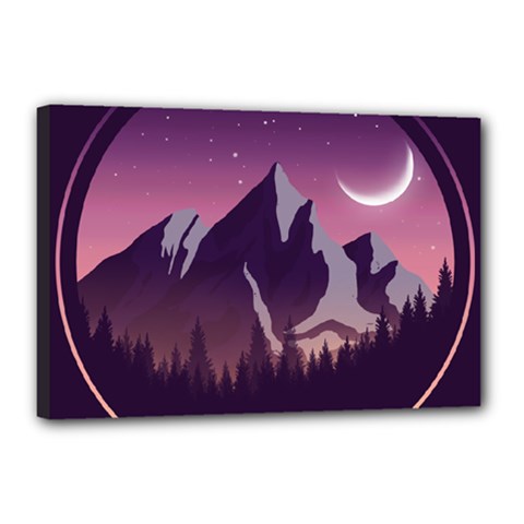 Mountain Night Crescent Moon Canvas 18  x 12  (Stretched) from ArtsNow.com