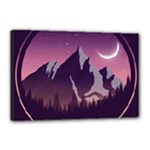 Mountain Night Crescent Moon Canvas 18  x 12  (Stretched)