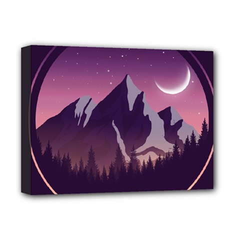 Mountain Night Crescent Moon Deluxe Canvas 16  x 12  (Stretched)  from ArtsNow.com