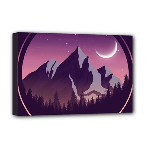 Mountain Night Crescent Moon Deluxe Canvas 18  x 12  (Stretched) from ArtsNow.com