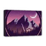 Mountain Night Crescent Moon Deluxe Canvas 18  x 12  (Stretched)