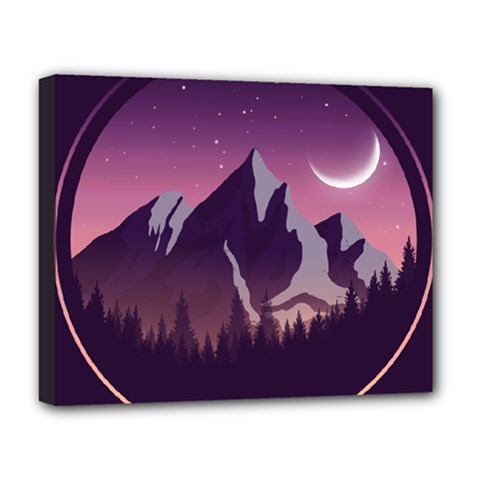 Mountain Night Crescent Moon Deluxe Canvas 20  x 16  (Stretched) from ArtsNow.com