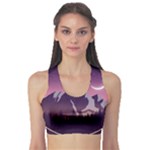 Mountain Night Crescent Moon Fitness Sports Bra