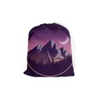 Mountain Night Crescent Moon Drawstring Pouch (Medium)