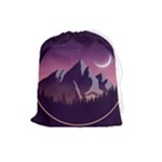 Mountain Night Crescent Moon Drawstring Pouch (Large)