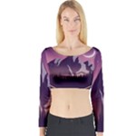 Mountain Night Crescent Moon Long Sleeve Crop Top