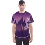 Mountain Night Crescent Moon Men s Sport Mesh T-Shirt