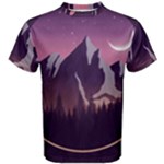 Mountain Night Crescent Moon Men s Cotton T-Shirt