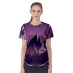 Mountain Night Crescent Moon Women s Sport Mesh T-Shirt