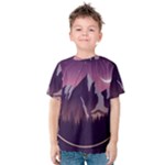 Mountain Night Crescent Moon Kids  Cotton T-Shirt