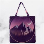 Mountain Night Crescent Moon Grocery Tote Bag