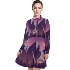 Long Sleeve Chiffon Shirt Dress 