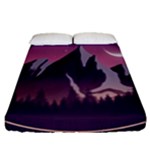 Mountain Night Crescent Moon Fitted Sheet (Queen Size)