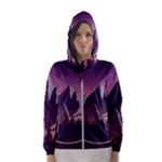 Mountain Night Crescent Moon Women s Hooded Windbreaker