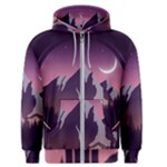 Mountain Night Crescent Moon Men s Zipper Hoodie