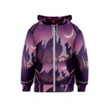 Mountain Night Crescent Moon Kids  Zipper Hoodie