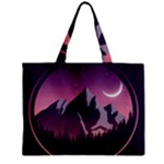 Mountain Night Crescent Moon Zipper Mini Tote Bag