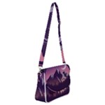 Mountain Night Crescent Moon Shoulder Bag with Back Zipper