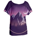 Mountain Night Crescent Moon Women s Oversized T-Shirt