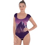 Mountain Night Crescent Moon Short Sleeve Leotard 