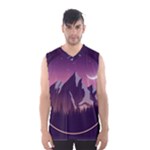 Mountain Night Crescent Moon Men s Basketball Tank Top