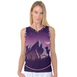 Mountain Night Crescent Moon Women s Basketball Tank Top