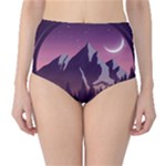 Mountain Night Crescent Moon Classic High-Waist Bikini Bottoms