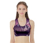 Mountain Night Crescent Moon Sports Bra with Border